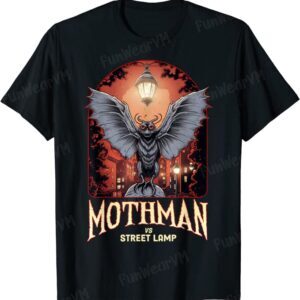 Funny Mothman Versus Street Lamp Cryptid Creature T-Shirt