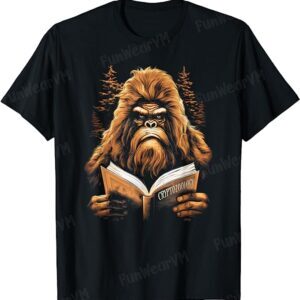 Funny Cryptozoology Bigfoot Reading Cryptids Book Sasquatch T-Shirt